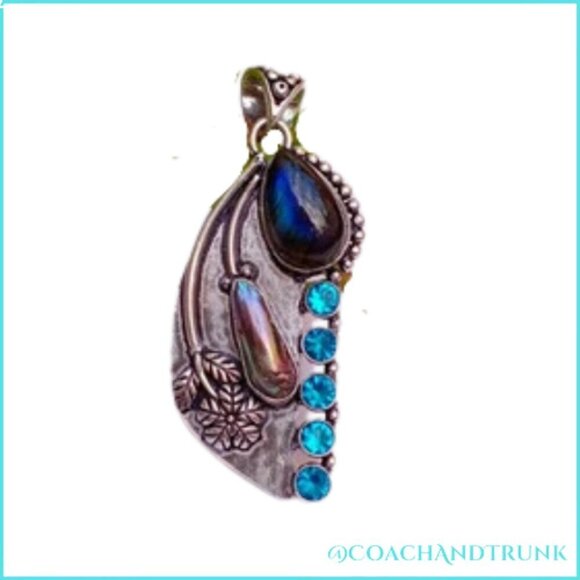 ARTISIAN Silver Black Pearl, Black Onyx and Blue Topaz 925 Chain Included - Picture 4 of 9